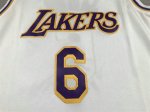 NBA 6 James Lakers Maillot blanc avec logo 6 brodé